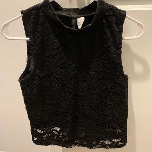 Black lace crop top